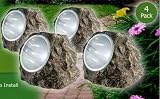 NEW 4 X GARDEN SOLAR POWERED WHITE LED ROCK LIGHTS POND
