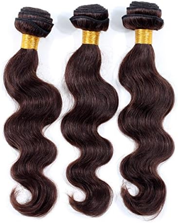 Goldenperfect Brazilian Remy Hair Body Wave 3 Bundles 100% Real Human Hair (18"18"18", 2# - Dark Brown)