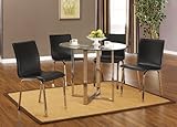 Chrome Finish With Glass Top Table & 4 Black Vinyl Chairs