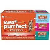 IAMS PURRFECT DELIGHTS Flaked in Sauce Variety Pack Wet Canned Cat Food 3 Ounces (Pack of 18)
