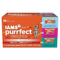 IAMS PURRFECT DELIGHTS Flaked Adult Wet Cat Food, Variety Pack Seafood, 3 oz. (Pack of 18)
