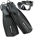 Mares Avanti Quattro Plus Adjustable Heel Strap Fins with Dive Mask