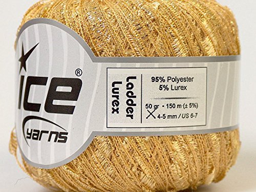 Metallic Gold Ladder Lurex Ribbon Yarn - Gold Trellis with Sparkle 50 Gram