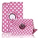 HDE Rotating Leather Stand Case, Hot Pink Polka Dot