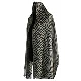 Large 100% 2-Ply Cashmere Pashmina Shawl Wrap with Zebra Pattern, One size
