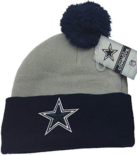 NFL Dallas Cowboys Thinsulate Ski Gloves and Pom Beanie Hat Gift Set Gloves S/M