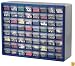 Akro-Mils 10764 64-Drawer Plastic Parts Storage Hardware and Craft Cabinet, 20-Inch by 16-Inch by 6-1/2-Inch, Blue/Grey