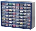 Akro-Mils 10764 64-Drawer Plastic Parts Storage Hardware and Craft Cabinet, 20-Inch by 16-Inch by 6-1/2-Inch, Blue/Grey