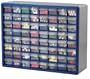 Akro-Mils 10764 64-Drawer Plastic Parts Storage Hardware and Craft Cabinet, 20-Inch by 16-Inch by 6-1/2-Inch, Blue/Grey