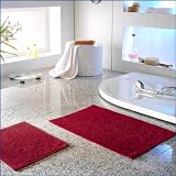 2er Set Badteppich Badvorleger Duschvorleger Farbe: rot, supersoft, Stoffgewicht 1075 g/m² // Kostenloser Versand