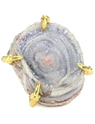 Devon Leigh "Natures Wonders" Blue Flex Drusy 18k Gold Dipped Ring, Size 7