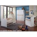 Babyzimmer 3-tlg. in Wei�/Esche-Nachbildung, Kleiderschrank B: ca. 130, Kinderbett 70 x 140 cm Liegefl�che, Wickelkommode B: ca. 89 cm