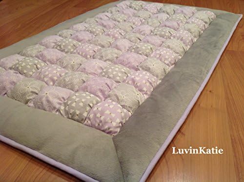 Baby Bubble Puff Quilt for Floor Time Tummy Time in Purple Gray and Gold
