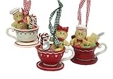 Set of 3 Gingerbread Kisses Cookie People in Coffee Cup Christmas Ornaments