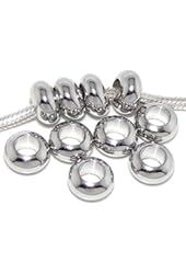 Ten Silver Plated Bead Charm Spacers