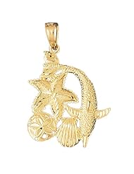 CleverEves 14K Gold Pendant Dolphin, Starfish, and Shell 5.1 - Gram(s)