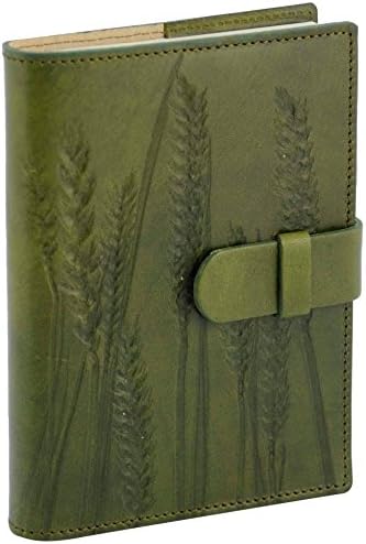 Officina Libris Grano Impresso Refillable Leather Journal in Pea Green, 5 x 7 Inches (JRGRI101NPGR)