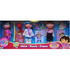 Click here to buy Dora the Explorer Set of 3 World Adventure Collectible Dolls: China, Russia and France - Special... by Fisher Price.