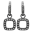 Rhodium Plated Sterling Silver with White Cubic Zirconia Square Drop Earrings Hypoallergenic