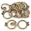 2 Strand Hook & Eye Clasp Antq Gold Plt 21mm Approx 6