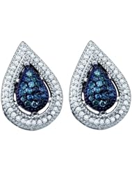 10K White Gold 0.40CT Blue Diamond Fashion Earrings