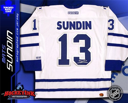 Mats Sundin Autographed/Hand Signed Toronto Maple Leafs White CCM Replica Jersey