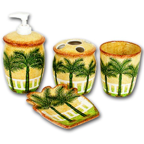 King PALM TREES Bathroom Bath Accessories Set Palms NEW