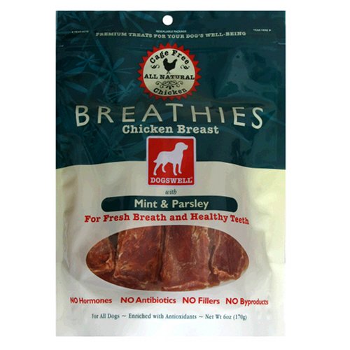 Dogswell Breathies Chicken Dog Treats with Mint and Parsley, 6-Ounce Pouches (Pack of 6)