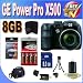 GE 16MP Digital Camera with 15X Optical Zoom and 2.7 Inch LCD with Auto Brightness (Black) + 8GB SDHC Class 10 Memory Card + 4 Rechargeable AA NIMH Batteries with Charger + USB Card Reader + Memory Card Wallet + Deluxe Case w/Strap + Accessory Saver Bundle!