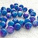 BSI - 50pcs Mix Artistic Designs Lampwork Glass Round Beads 8mm ~ Loose Beads~ (Blue & Pink Stain)