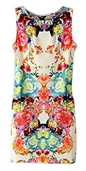 Short Sleeveless Floral Print Vintage Bodycon Dress 