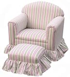 Angel Song Heaven Sent Pink & Green Candy Stripe Classic Girl's Ottoman