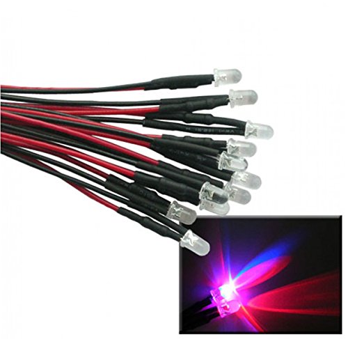 Led World 100pcs 5mm Red Blue Blinking Flash led Pre Wired light 12V 18cm Round Top Bulbs Light Lamp