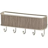 InterDesign Twillo Mail, Letter Holder, Key Rack Organizer for Entryway, Kitchen - Wall Mount, Pearl Champagne