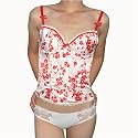 Womens Sexy Fully Reversible White Satin Corset