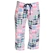 Madras Colorful Patchwork Check cotton low rise flared capri pants,