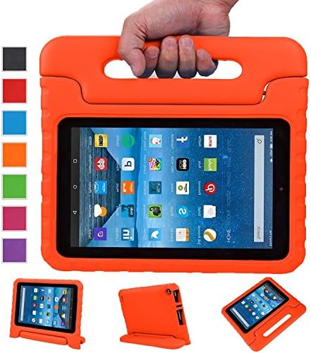 Fire 7 case,Fire 7 kids Case,Angel Center - Kids Shock Proof Convertible Handle Stand Light Weight Super Protective Stand Cover for Amazon Fire Tablet (7 inch Display, 2015 Release Only) (Orange)