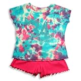 SILVER PONY - Silver Pony - Infant Girls Short Sleeve Tie Dye Tee Shirt, Blue, Raspberry, Purple