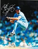 Bret Saberhagen Autographed "Pitching in Blue Jersey" Kansas City Royals 8" x 10" Photo