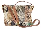 Tapestry Ladies Petite Adjustable Across body Shoulder Messenger Bag (Dogs) - Gobelin Style
