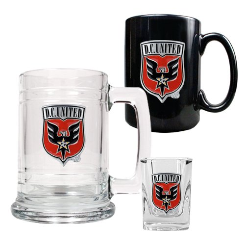 DC United MLS 15oz Tankard, 15oz Ceramic Mug & 2oz Shot Glass Set - Primary Team Logo