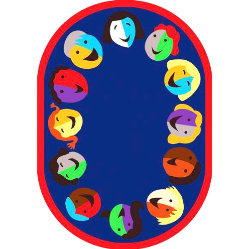 Joyful Faces Border Rug – Oval – 5′ 4″W x 7′ 8″L