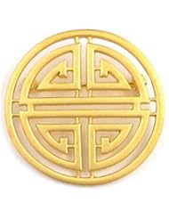Gold Plated Authentic Reproduction Shou Symbol Long Life Classical Brooch Authentic Reproduction Museum Jewelry, Comes With History Card
