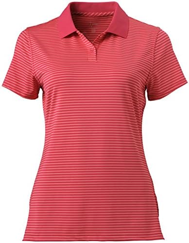 Lpga Ladies Knit Stripe Polo Large Coral/Geranium