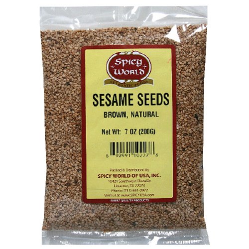 Spicy World Sesame Seeds Brown, 7-Ounce Bags (Pack of 6)