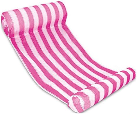 Usfans Inflatable Swimming Floating Bed Stripe Pattern Water Hammock Entertainment Hot Pink