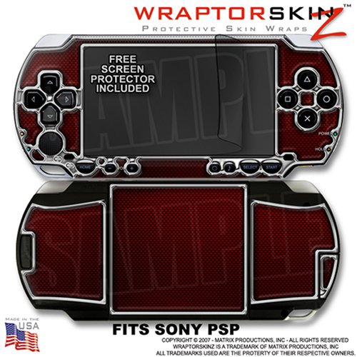Sony PSP (original) Skin - Carbon Fiber Red and Chrome WraptorSkinz Kit by TuneTattoozTM