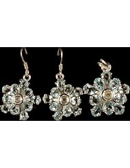 Fine Cut Blue Topaz Pendant & Earrings Set - Sterling Silver