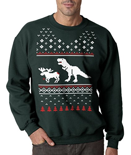T-Rex Attack Moose Ugly Sweater T Shirt Funny Christmas Shirt