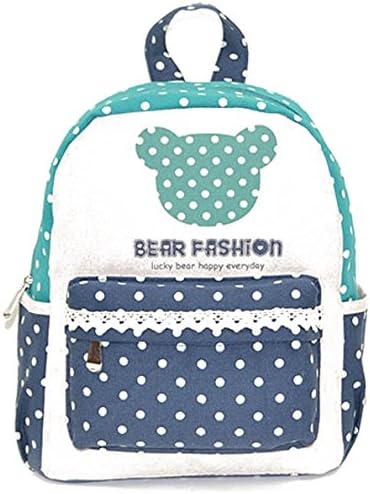 Aqueen Toddlers Canvas Cute Dots Bear Backpack Green